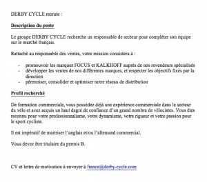 gallery Derby Cycle recrute