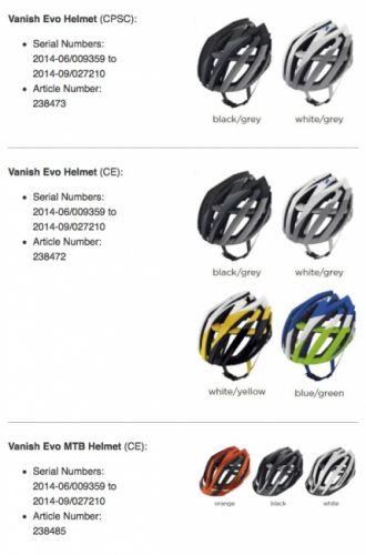 gallery Scott rappelle les casques Vanish Evo 2015