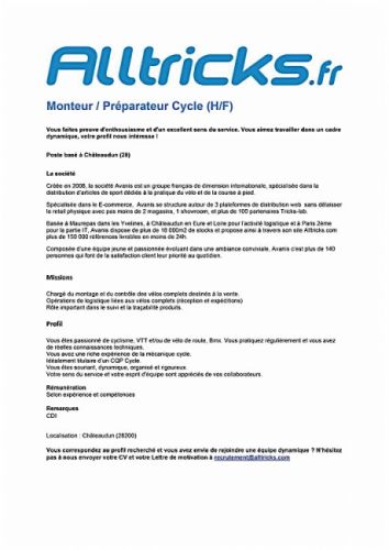 gallery Avanis recrute un mécanicien vélo et un téléconseiller administratif